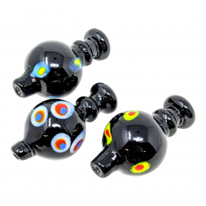 Black Glass Colored Dot Art Ball  Carb Cap - [GCP-DA55]